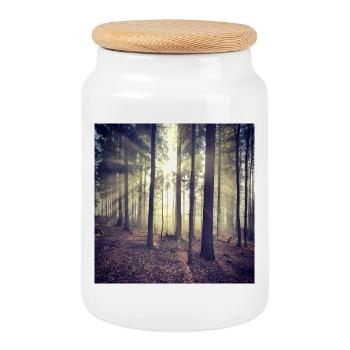 Rayons de soleil Lumière de la forêt - Boîte à biscuits avec couvercle en bois - blanc - Devant
