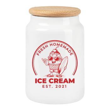Glace maison fraîche à la manière du surfeur - Boîte à biscuits avec couvercle en bois - blanc - Devant