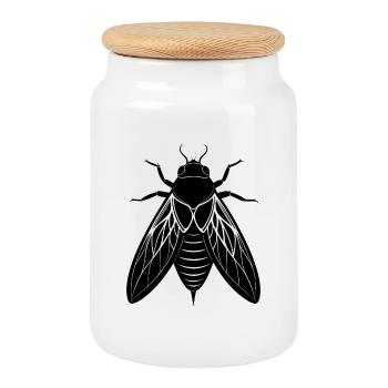 Cigale - Boîte à biscuits avec couvercle en bois - blanc - Devant