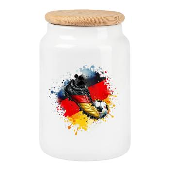 Fußball - Deutschland - Keksdose mit Holzdeckel - Weiß - Vorne