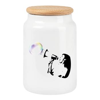 bubble shot - Cookie Jar with Wooden Lid - white - Front