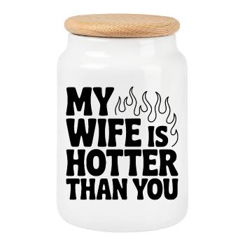 Ma femme est plus sexy que toi - Boîte à biscuits avec couvercle en bois - blanc - Devant