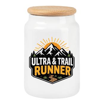 Ultra and Trail Runner - Cookie Jar with Wooden Lid - white - Front