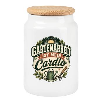Gartenarbeit ist mein Cardio - Keksdose mit Holzdeckel - Weiß - Vorne