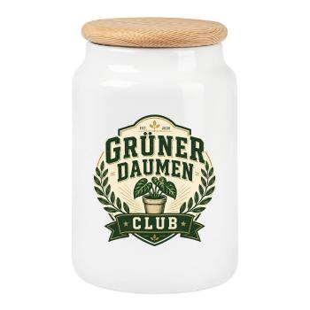 Grüner Daumen Club - Keksdose mit Holzdeckel - Weiß - Vorne