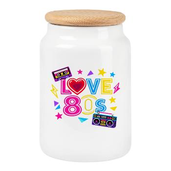 Love80s Neon Heart - Cookie Jar with Wooden Lid - white - Front