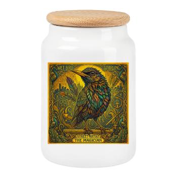 Blackbird, the Magician - Cookie Jar with Wooden Lid - white - Front