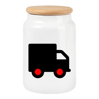 Truck - Keksdose mit Holzdeckel - Weiß - Vorne
