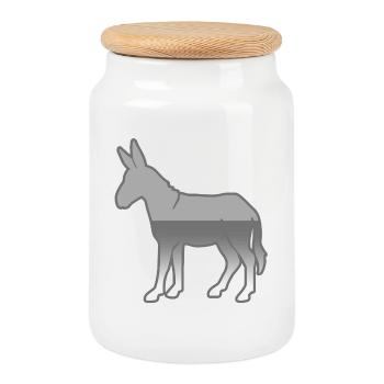 donkey - Cookie Jar with Wooden Lid - white - Front