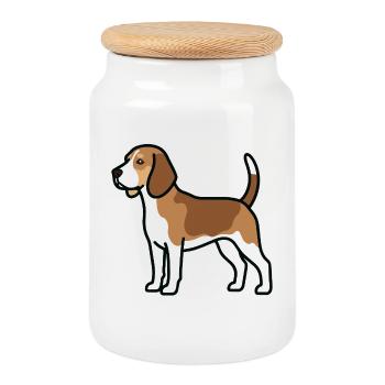 Beagle Dog - Keksdose mit Holzdeckel - Weiß - Vorne
