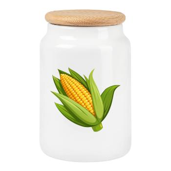 Corn on the Cob - Cookie Jar with Wooden Lid - white - Front