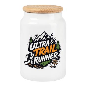 Ultra and Trail Runner - Cookie Jar with Wooden Lid - white - Front
