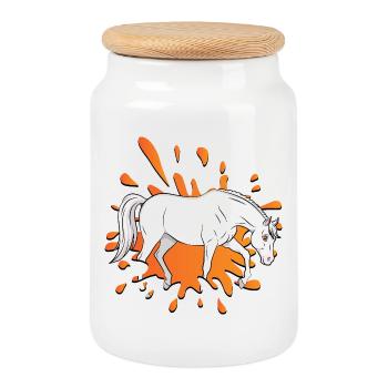 Un dessin style manga d'un cheval Abbayan - Boîte à biscuits avec couvercle en bois - blanc - Devant