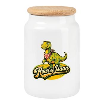 Roar of Isaan – Khon Kaen Dinosaur Retro Thaïlande - Boîte à biscuits avec couvercle en bois - blanc - Devant