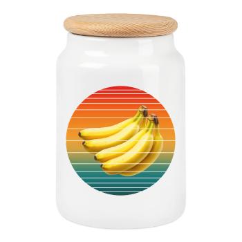 VINTAGE BANANA - Cookie Jar with Wooden Lid - white - Front