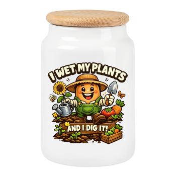 Ich gieße meine Pflanzen und ich liebe es  - Keksdose mit Holzdeckel - Weiß - Vorne