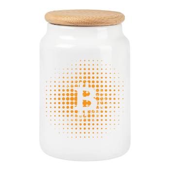 Bitcoin, idée cadeau Bitcoiner - Boîte à biscuits avec couvercle en bois - blanc - Devant