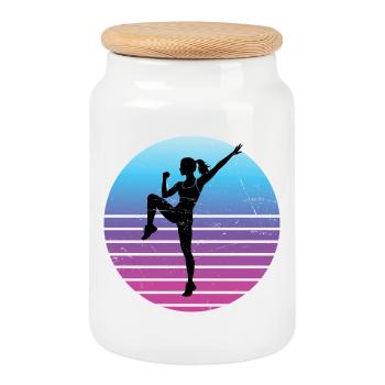 Group Fitness Gift for the Cardio Lover - Cookie Jar with Wooden Lid - white - Front