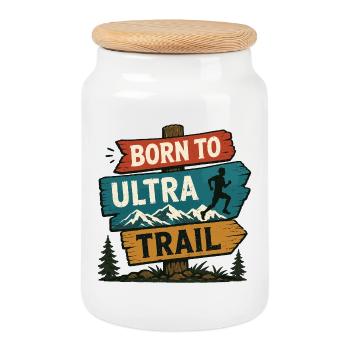 Born to Ultra Trail - Cookie Jar with Wooden Lid - white - Front