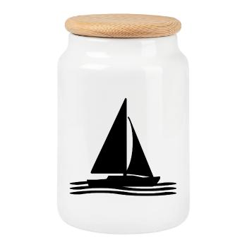 Voile - Boîte à biscuits avec couvercle en bois - blanc - Devant