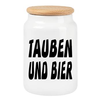 Tauben - Keksdose mit Holzdeckel - Weiß - Vorne