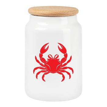 Crabe - Boîte à biscuits avec couvercle en bois - blanc - Devant