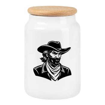 Bandana de cowboy - Boîte à biscuits avec couvercle en bois - blanc - Devant