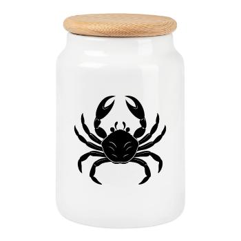 Crabe - Boîte à biscuits avec couvercle en bois - blanc - Devant