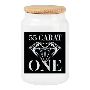 55-Karat-Ein-Diamant-Design - Keksdose mit Holzdeckel - Weiß - Vorne