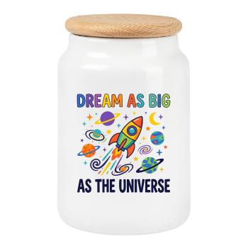 Dream So Big Than The Universe Kids Space - Keksdose mit Holzdeckel - Weiß - Vorne