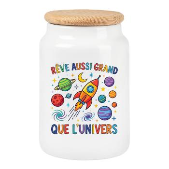 Rêve Aussi Grand Que L'Univers Espace - Boîte à biscuits avec couvercle en bois - blanc - Devant