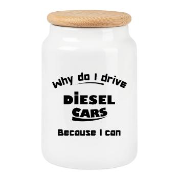 Verbrenner und Diesel Autos - Keksdose mit Holzdeckel - Weiß - Vorne