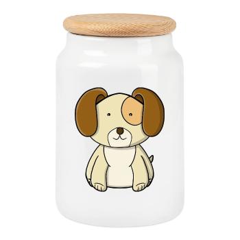 chiot mignon - Boîte à biscuits avec couvercle en bois - blanc - Devant