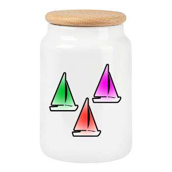 Voile - Boîte à biscuits avec couvercle en bois - blanc - Devant