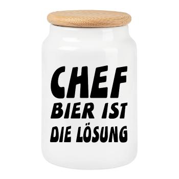 Chef - Keksdose mit Holzdeckel - Weiß - Vorne