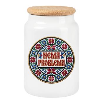Nema Problema Shirt Lustig Balkan Jugo Geschenk - Keksdose mit Holzdeckel - Weiß - Vorne