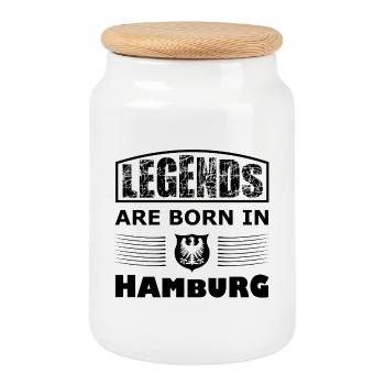 Legends from Hamburg - Cookie Jar with Wooden Lid - white - Front