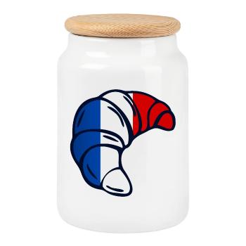 France Croissants - Cookie Jar with Wooden Lid - white - Front