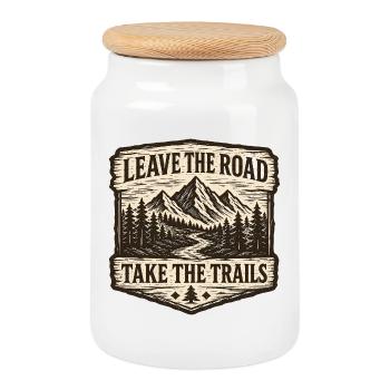 Leave the Road Take the Trails Patch - Cookie Jar with Wooden Lid - white - Front