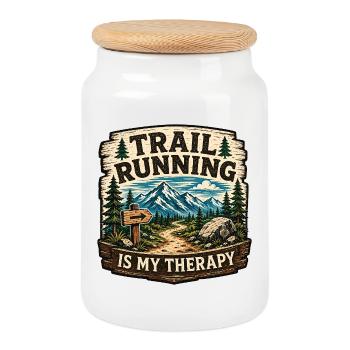 La course en sentier est mon badge de thérapie - Boîte à biscuits avec couvercle en bois - blanc - Devant