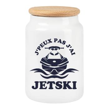 Jetski I can't I have jetski - Cookie Jar with Wooden Lid - white - Front