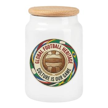 Global Football Heritage Emblem - Cookie Jar with Wooden Lid - white - Front