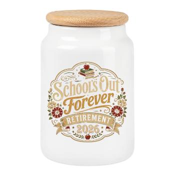 Teacher Retreat 2026 | School Finie Humor - Cookie Jar with Wooden Lid - white - Front