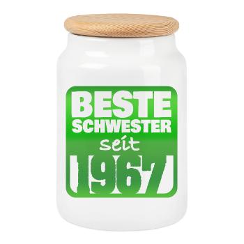 1967 - Keksdose mit Holzdeckel - Weiß - Vorne