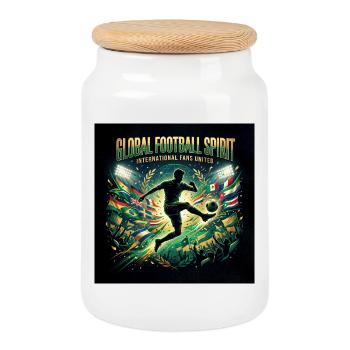 Global Football Spirit Unite - Cookie Jar with Wooden Lid - white - Front