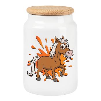 Un dessin cartoon d'un cheval Abou'Ourquob - Boîte à biscuits avec couvercle en bois - blanc - Devant