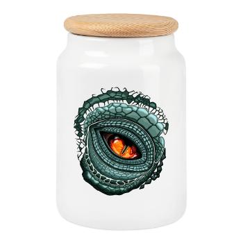 Primal Eye Predator - Cookie Jar with Wooden Lid - white - Front