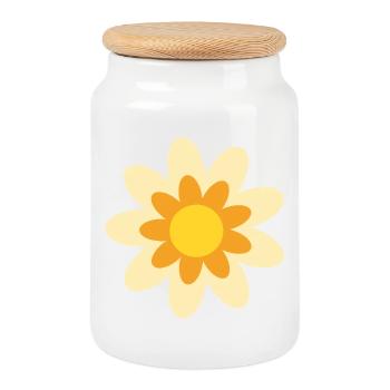70er Jahre Blume Muster Hippie Geschenk - Keksdose mit Holzdeckel - Weiß - Vorne