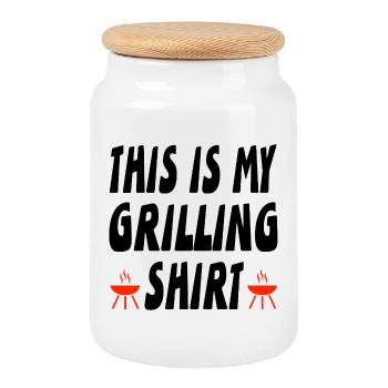 Grill - Cookie Jar with Wooden Lid - white - Front