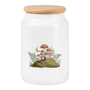 Champignons lumineux de la forêt au clair de lune - Boîte à biscuits avec couvercle en bois - blanc - Devant